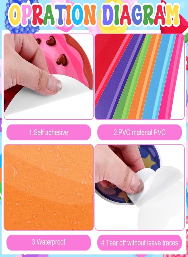Furbeko 100Pcs Colorful PVC Floor Stickers Candy Themed Party Decoration Candyland Floor Decals Runway Rug Hallway Runner Rug Princess Candy Land Trunk or Treat Car Decoration (100) - Image 3